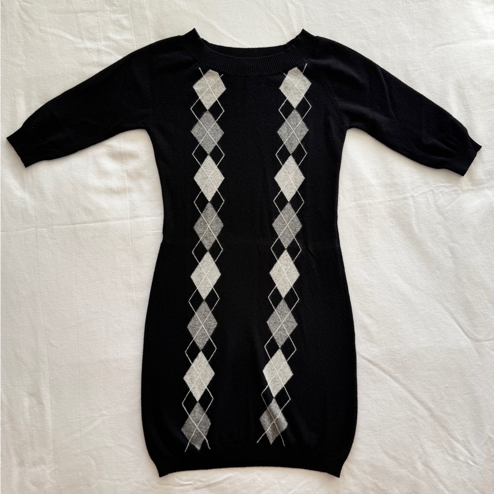 United Colors Of Benetton Black and Gray Argyle Dress
